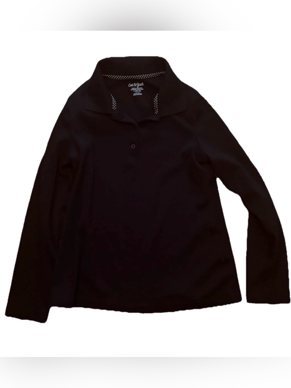 Cat & Jack Kids School Uniform Black Long Sleeve Polo Shirt Sz L 10-12